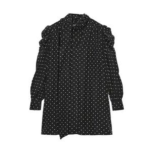 Black Polka Dot Long Sleeve Scarf Dress